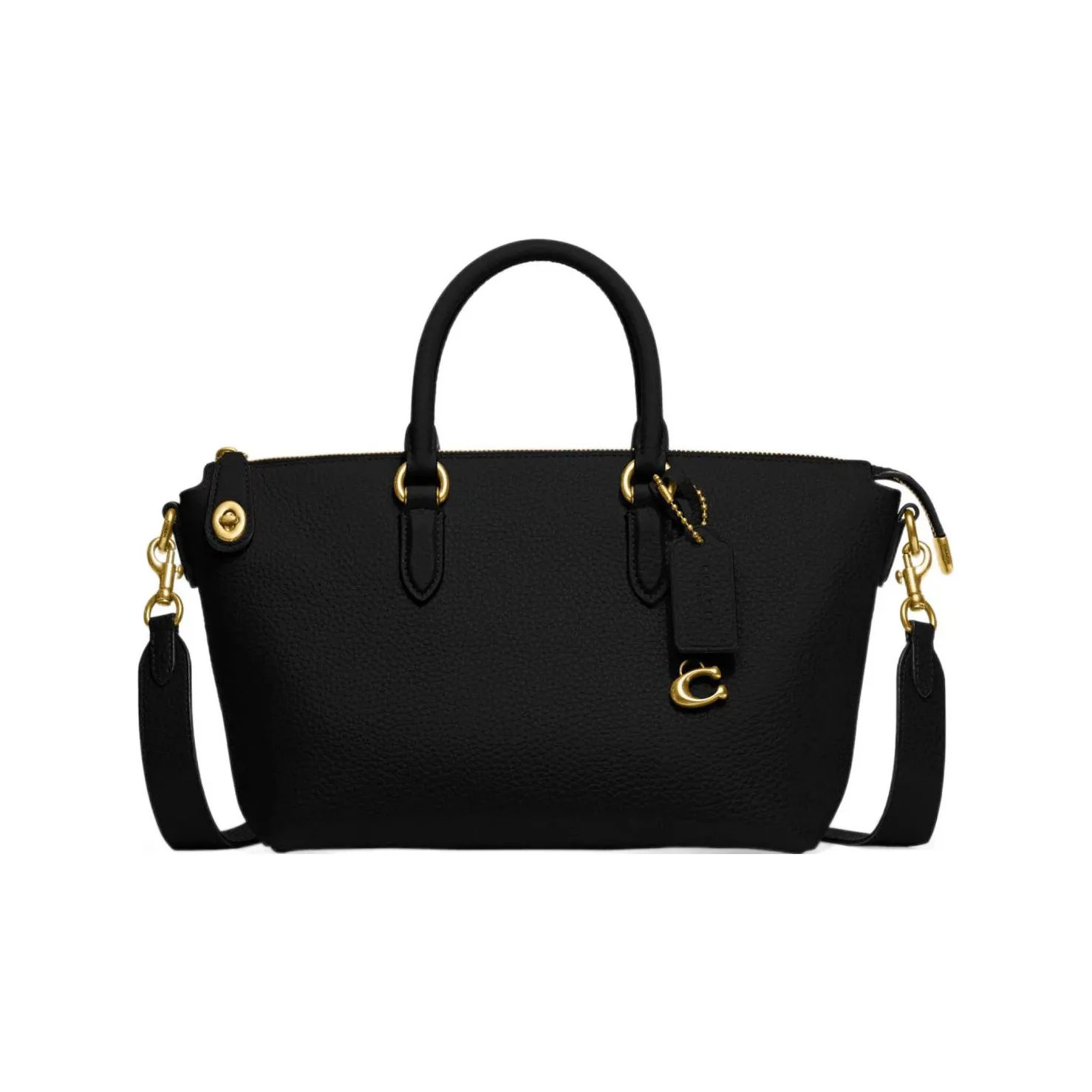 COACH Cara Leather Briefcase, Shoulder Bag, Crossbody Bag, Handbag Large Size Women's Black