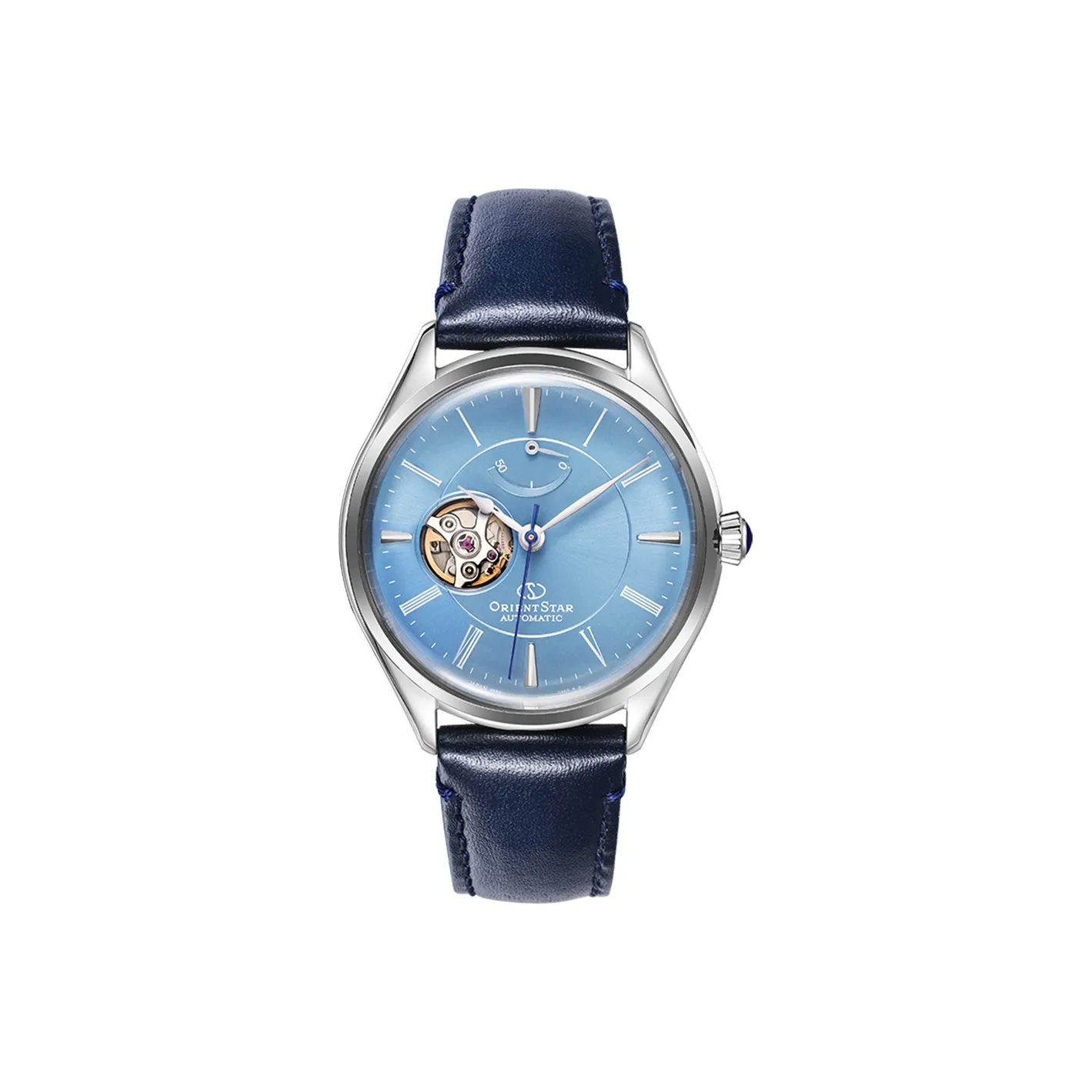 ORIENT STAR Automatic Mechanical Movement Leather Strap Watch Men's Watches Blue Dial RE AT0203L00B