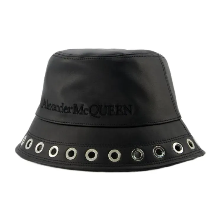 Alexander McQueen Logo Embroidered Eyelet Bucket Hat