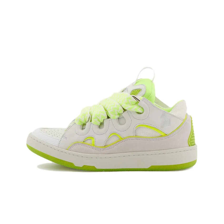 Lanvin Curb Low Top Stylish Skateboarding Shoes Women's White Yellow