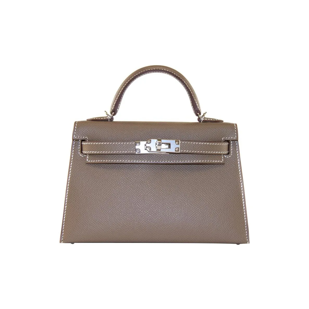 HERMES Mini Kelly Epsom Leather Kelly Bag Handbag Shoulder Bag Crossbody Bag Mini Women's 18 Etoupe Elephant Gray