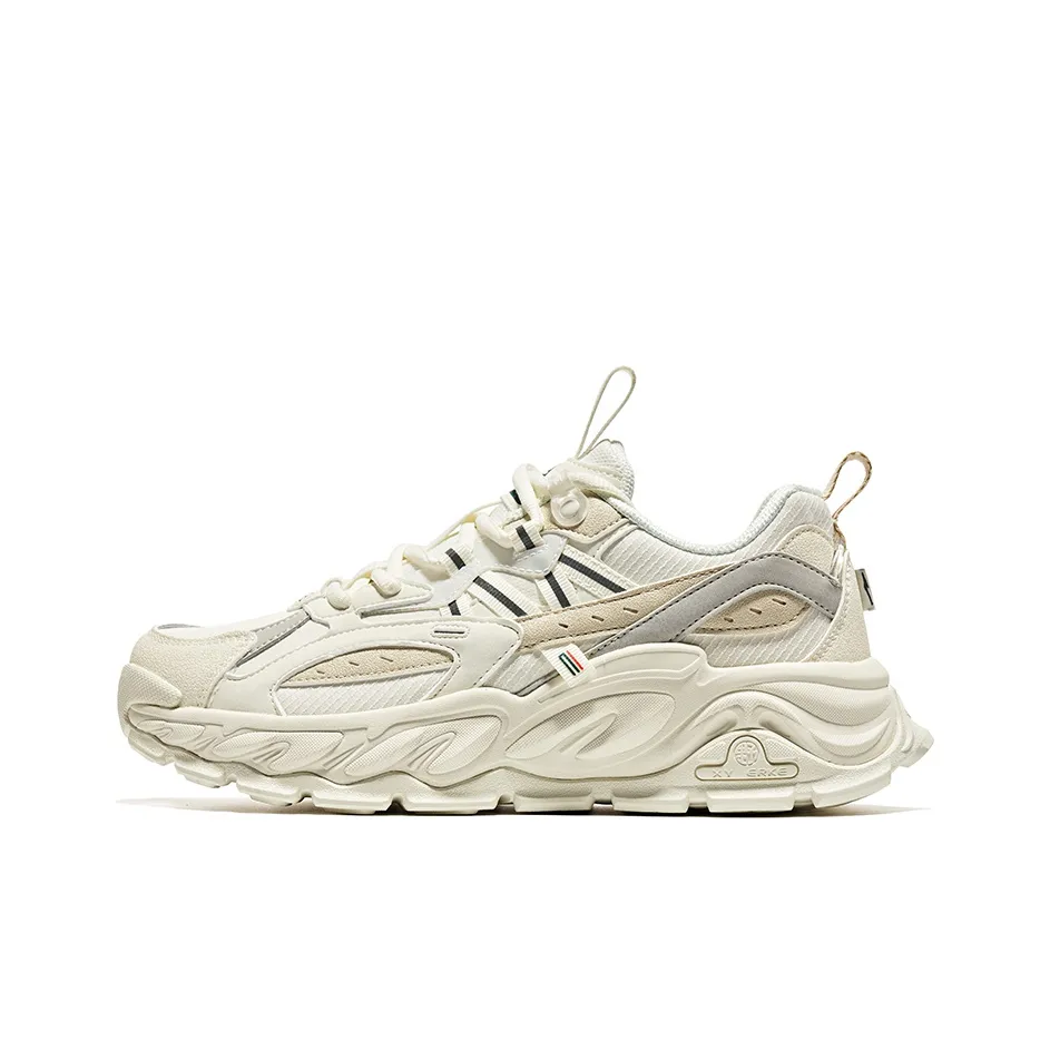 Erke Cushioning Anti-Slip And Wear-Resistant Low-Top Running Shoes Women's Ivory Warm Linen