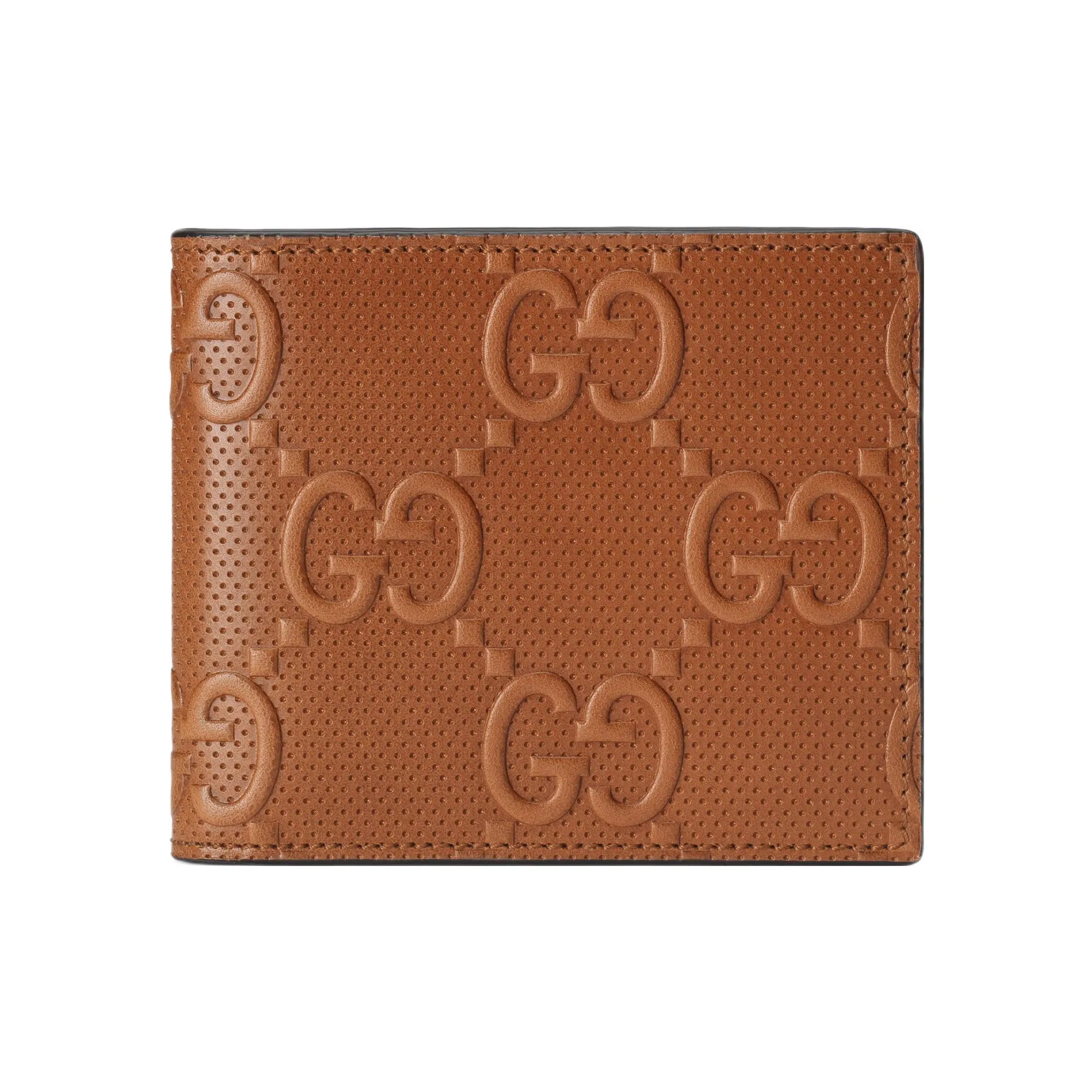 GUCCI Leather Card Holder Wallet Men's Brown