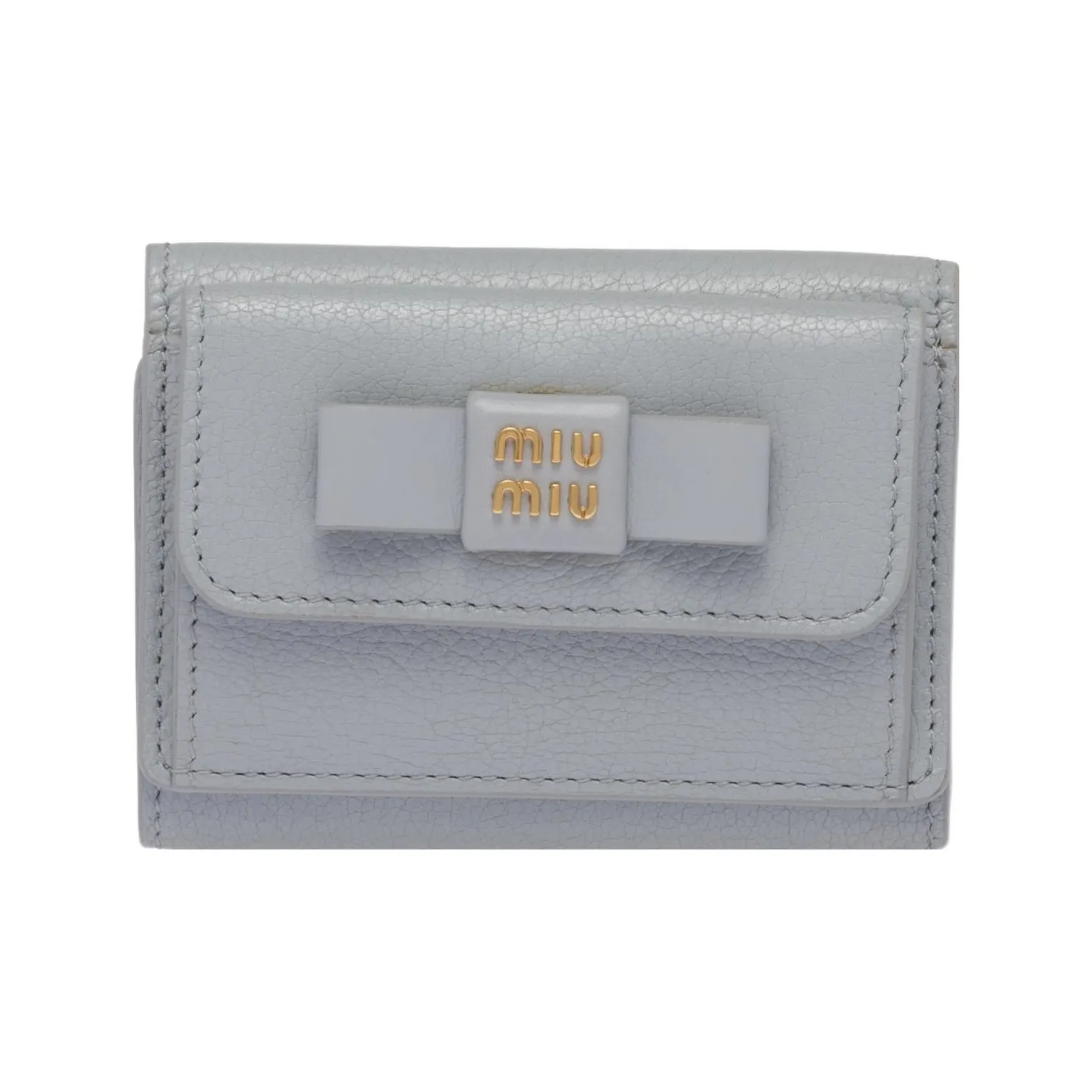 MIU MIU Leather Wallet Small Size Women's Light Blue