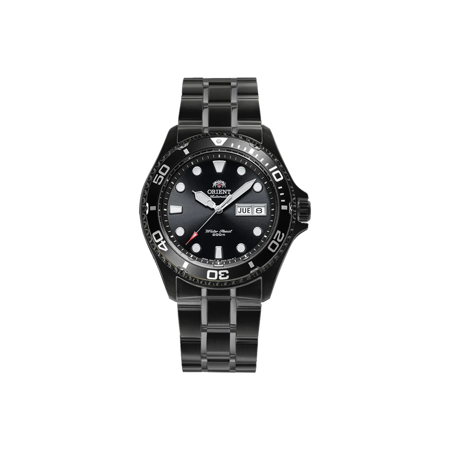 ORIENT Автоматический Механический Механизм Нержавеющая Сталь Ремешок Часы Мужские Черный Циферблат FAA02003