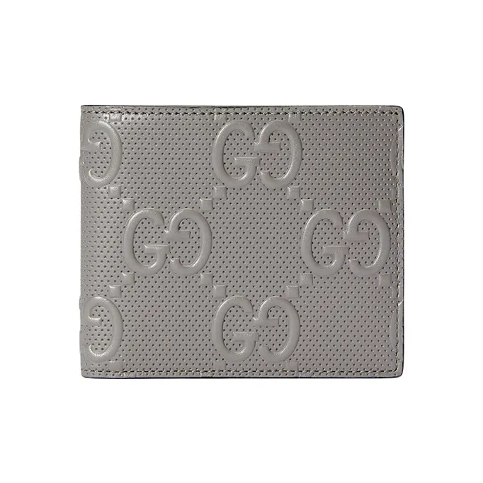 GUCCI GG Embossed Кожаный кошелек для карт мужской серый