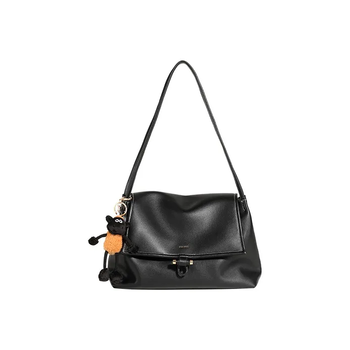 TOUTOU Сумка через плечо из коровьей кожи большая женская Oreo черная