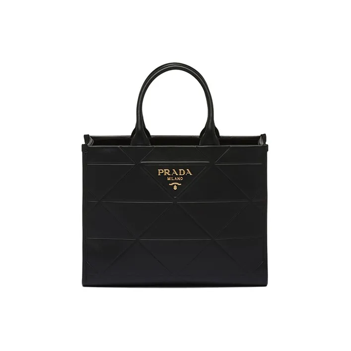 PRADA Medium Leather Symbole Bag With Topstitching Black