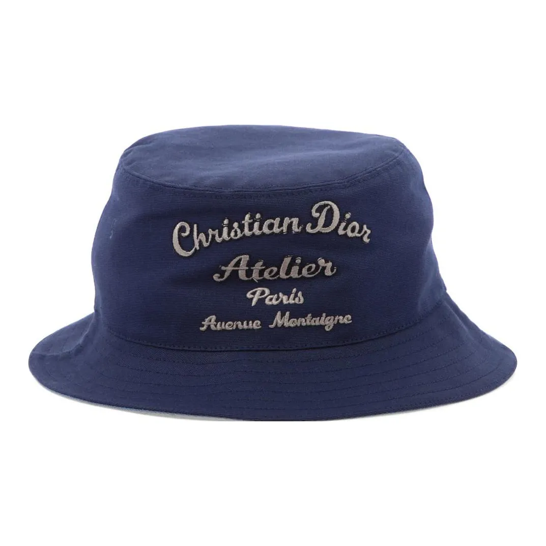 Christian DIOR Pre Owned Logo embroidered Bucket Hat