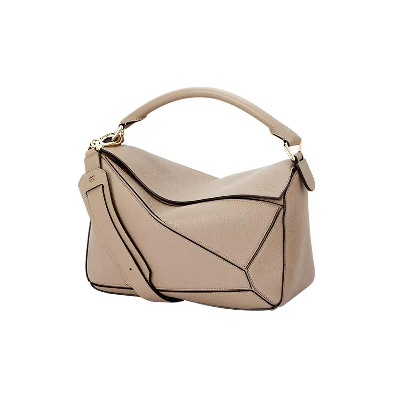 LOEWE Puzzle Soft Grain Calfskin Puzzle Bag Geometric, Handbag, Shoulder Bag, Crossbody Bag Medium Size Women's Sand