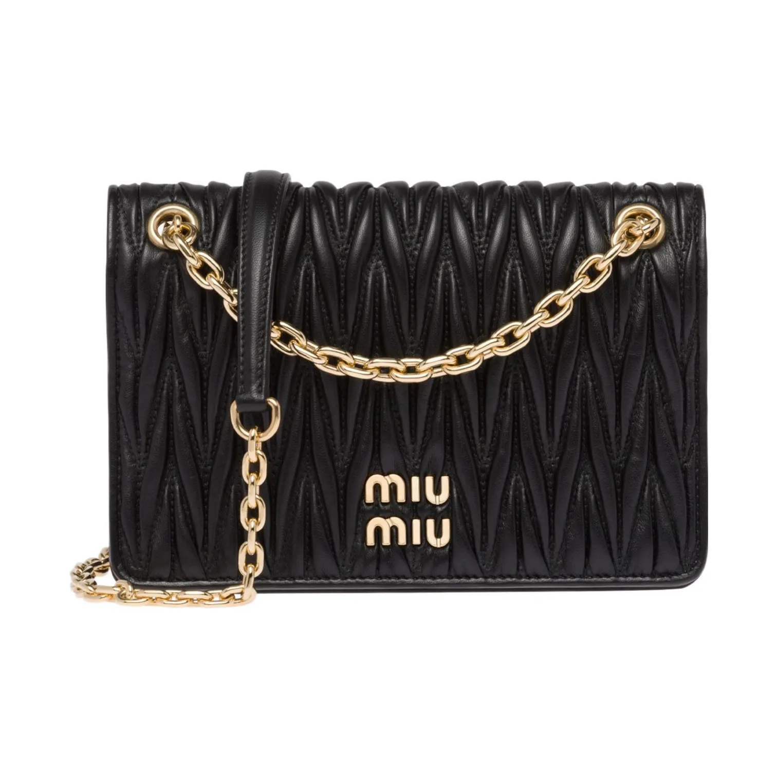 MIU MIU Matelassé Soft Sheep Leather Crossbody Bag, Shoulder Bag Women's Black