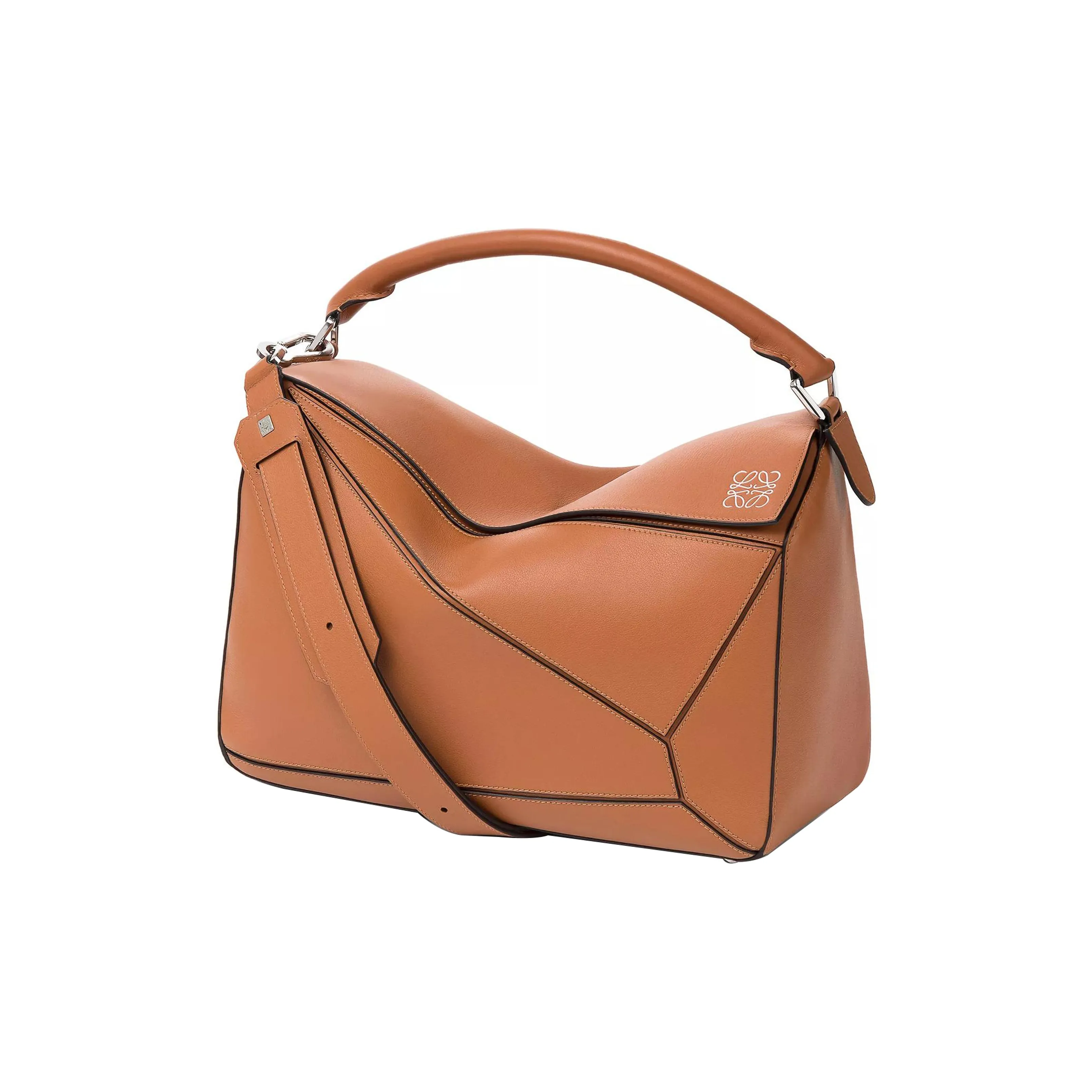 LOEWE Puzzle Calfskin Geometric Bag/Puzzle Bag/Portable Crossbody Bag/Shoulder Bag Large Men's Brown/Caramel