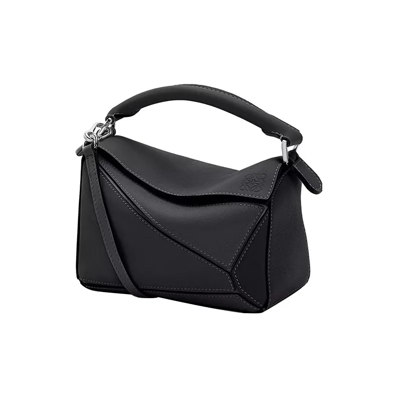 LOEWE PuzzleAnagram Calfskin Geometric Puzzle Bag, Portable Crossbody Bag, Shoulder Bag Mini Women's Black