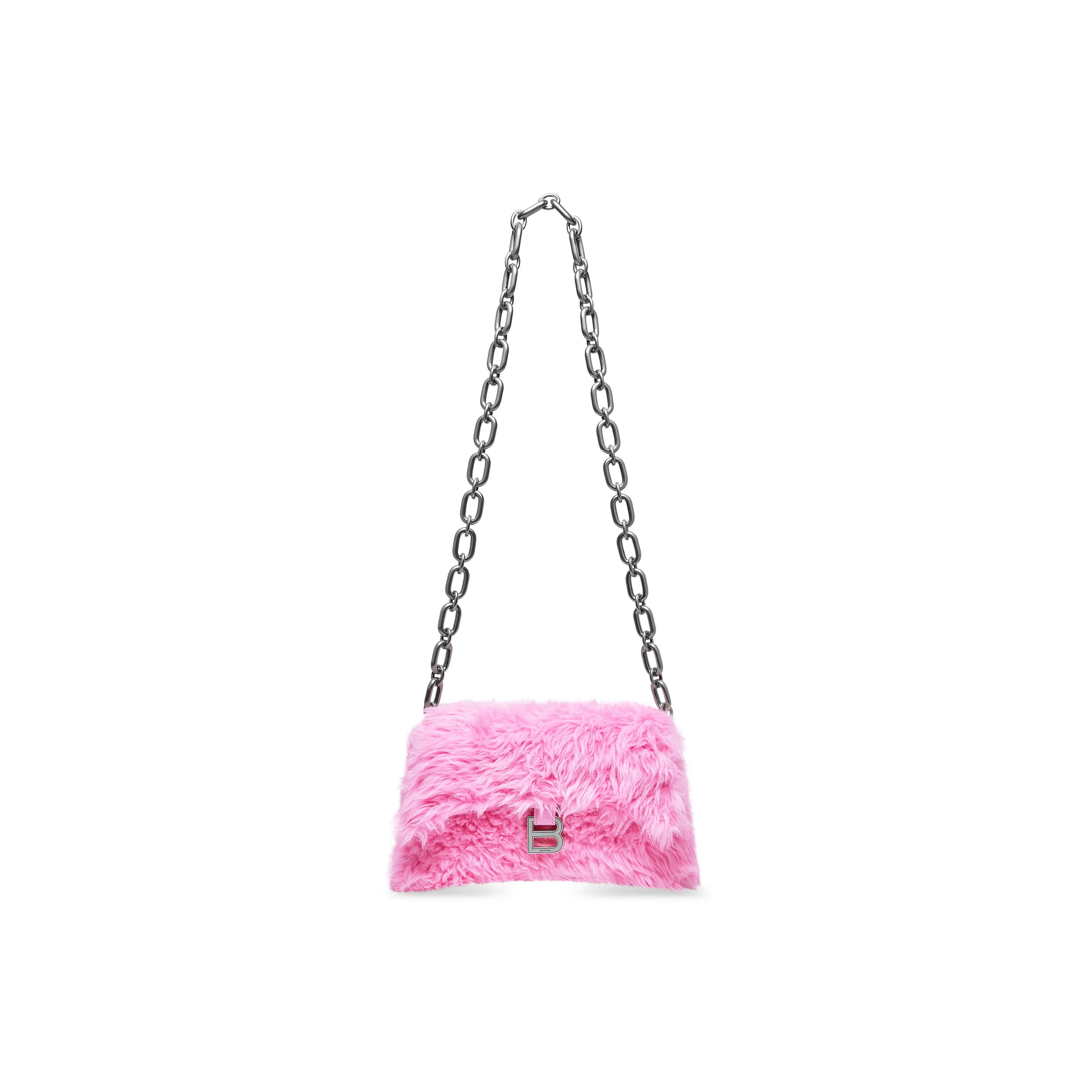 Balenciaga Downtown Faux Fur Crossbody Bag, Shoulder Bag Mini Women's Pink