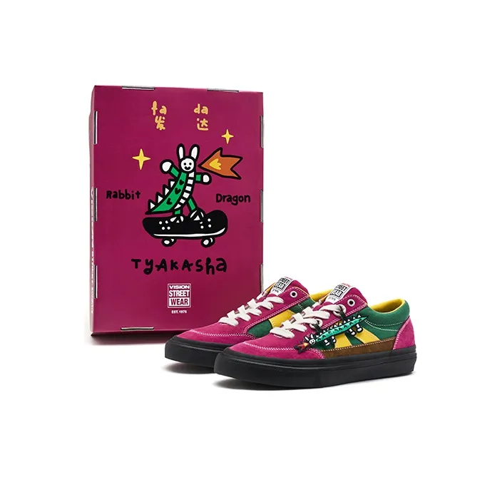 TYAKASHA x Vision Street Wear Stick Slip-Resistant Balance Low Top Скейтборд Кроссовки Unisex Розовый Красный