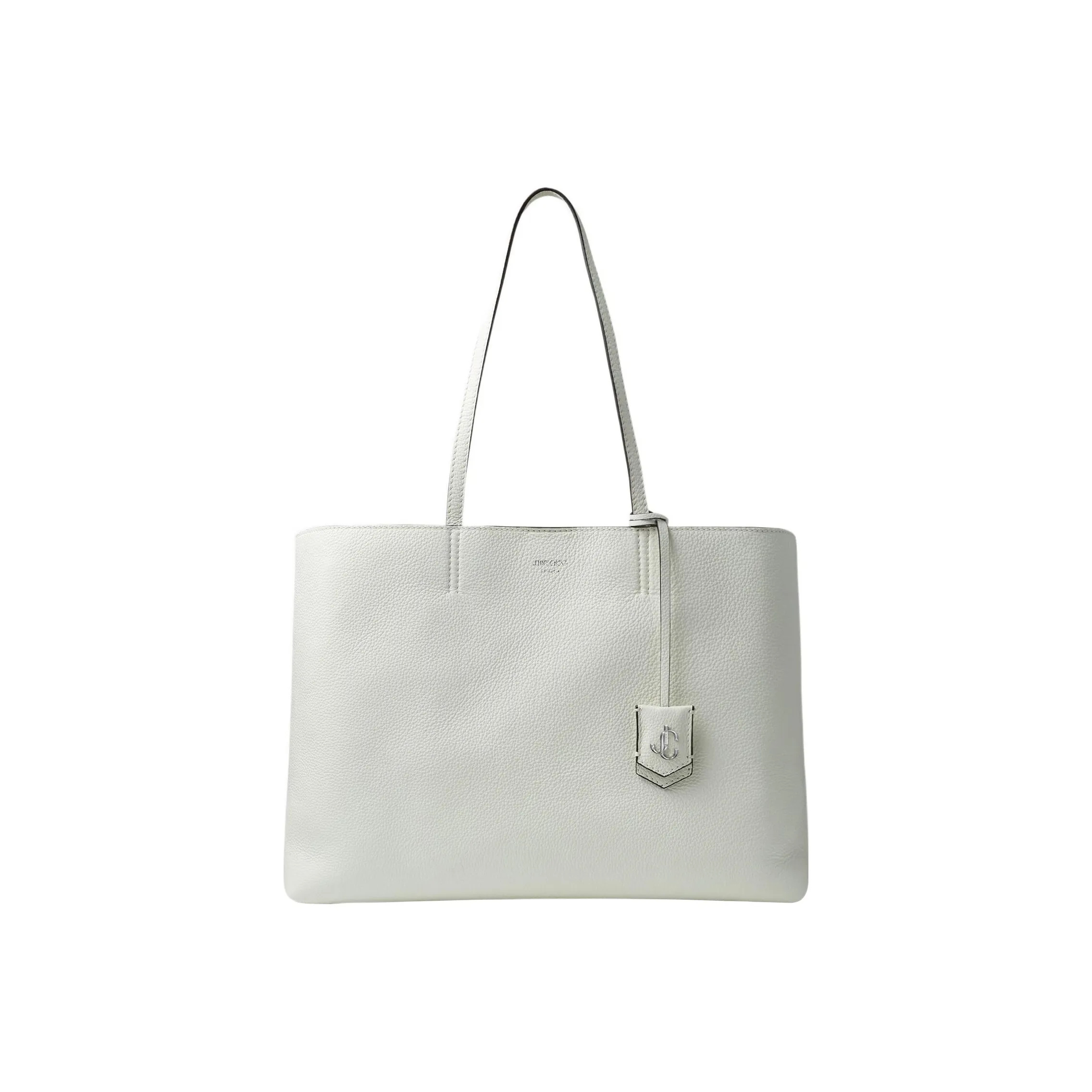 Jimmy Choo Grained Calfskin Tote Bag Shopping Bag Shoulder Bag Handbag Regular Women's White