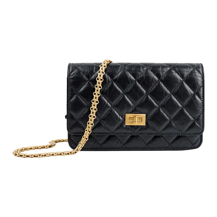 CHANEL 2.55WOC Leather Shoulder Bag Women's Black
