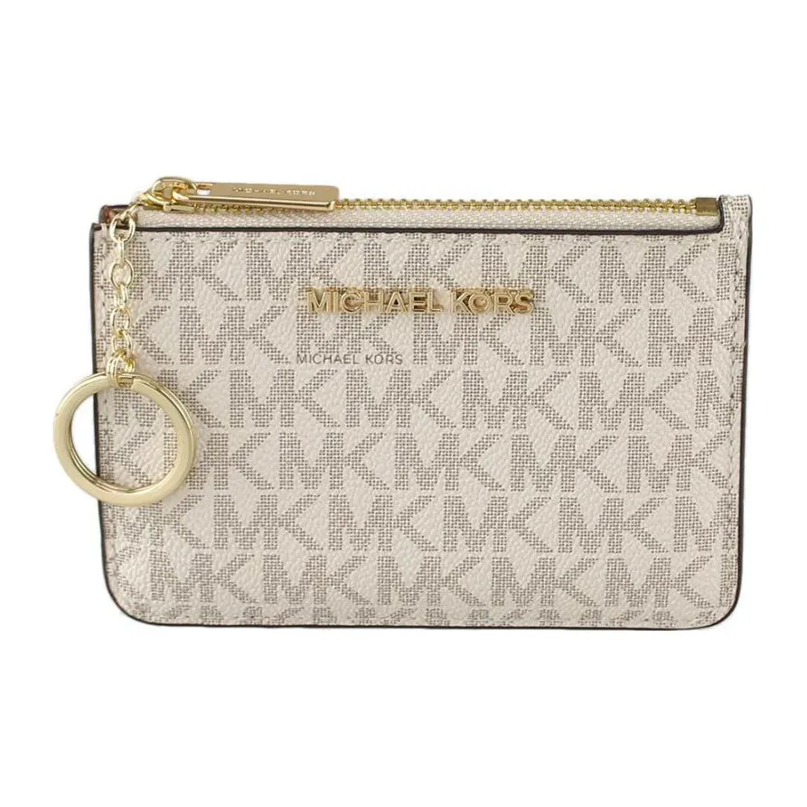 MICHAEL KORS Jet Set Travel Leather Detail Card Holder, Wallet Women's Vanilla White