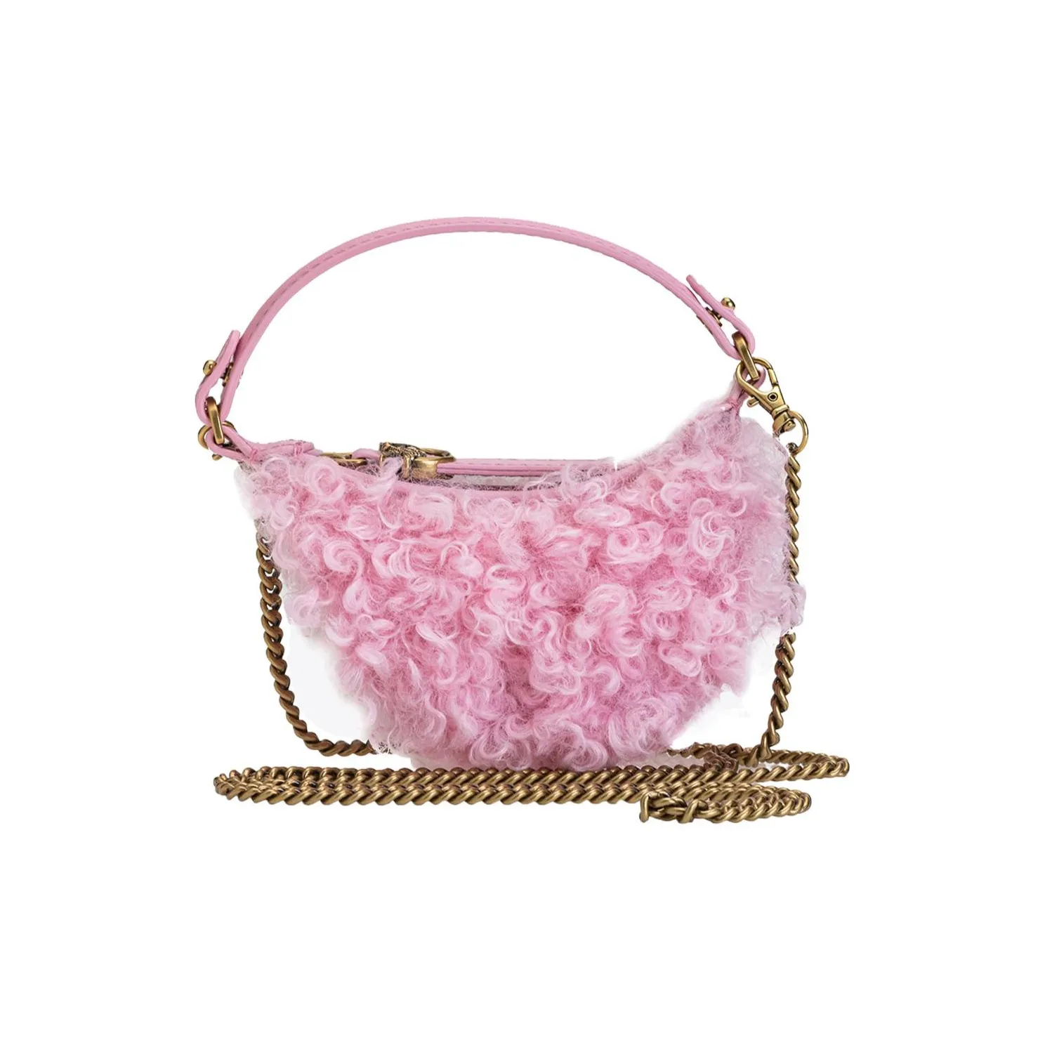 PINKO Cow Leather Detail Portable Crossbody Bag Shoulder Bag Women's Pink