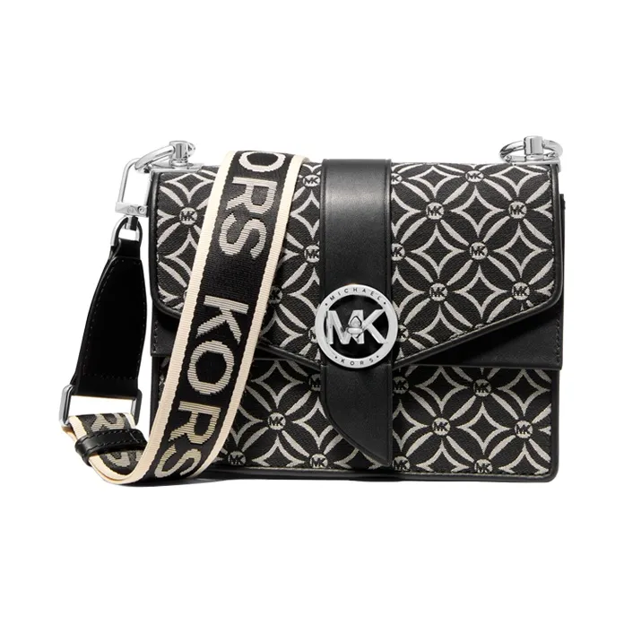 MICHAEL KORS Greenwich Fabric Envelope Bag, Crossbody Bag Trumpets Women's Black & White