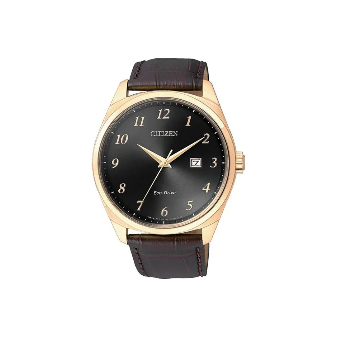 CITIZEN Ecology Drive Collection Солнечный Кварцевый механизм Коровья кожа Ремень Часы Мужские Черный циферблат BM7323 11E