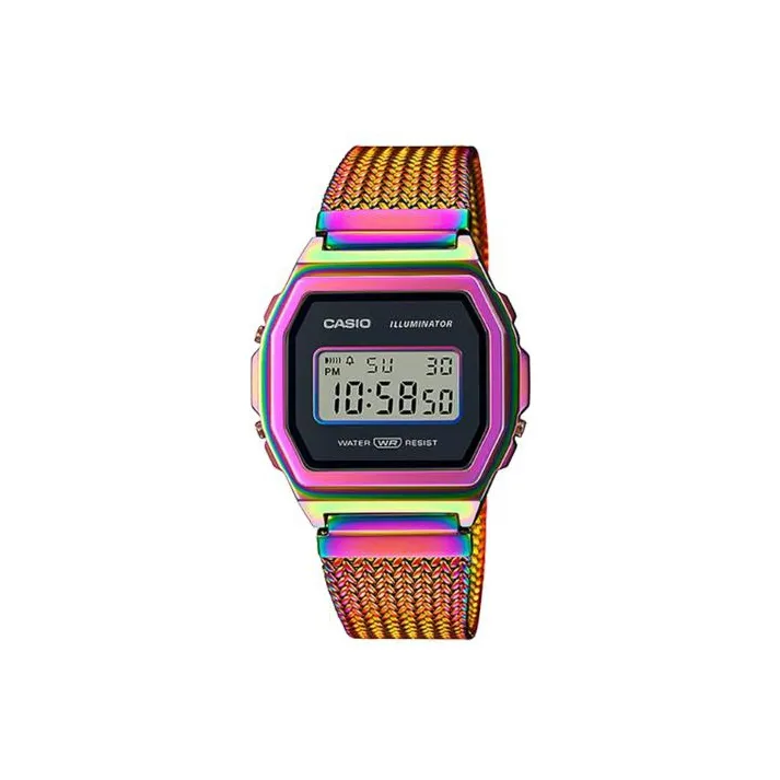 CASIO Кварцевый механизм металлический корпус ремешок из нержавеющей стали унисекс черный циферблат модель A1000PRW 1