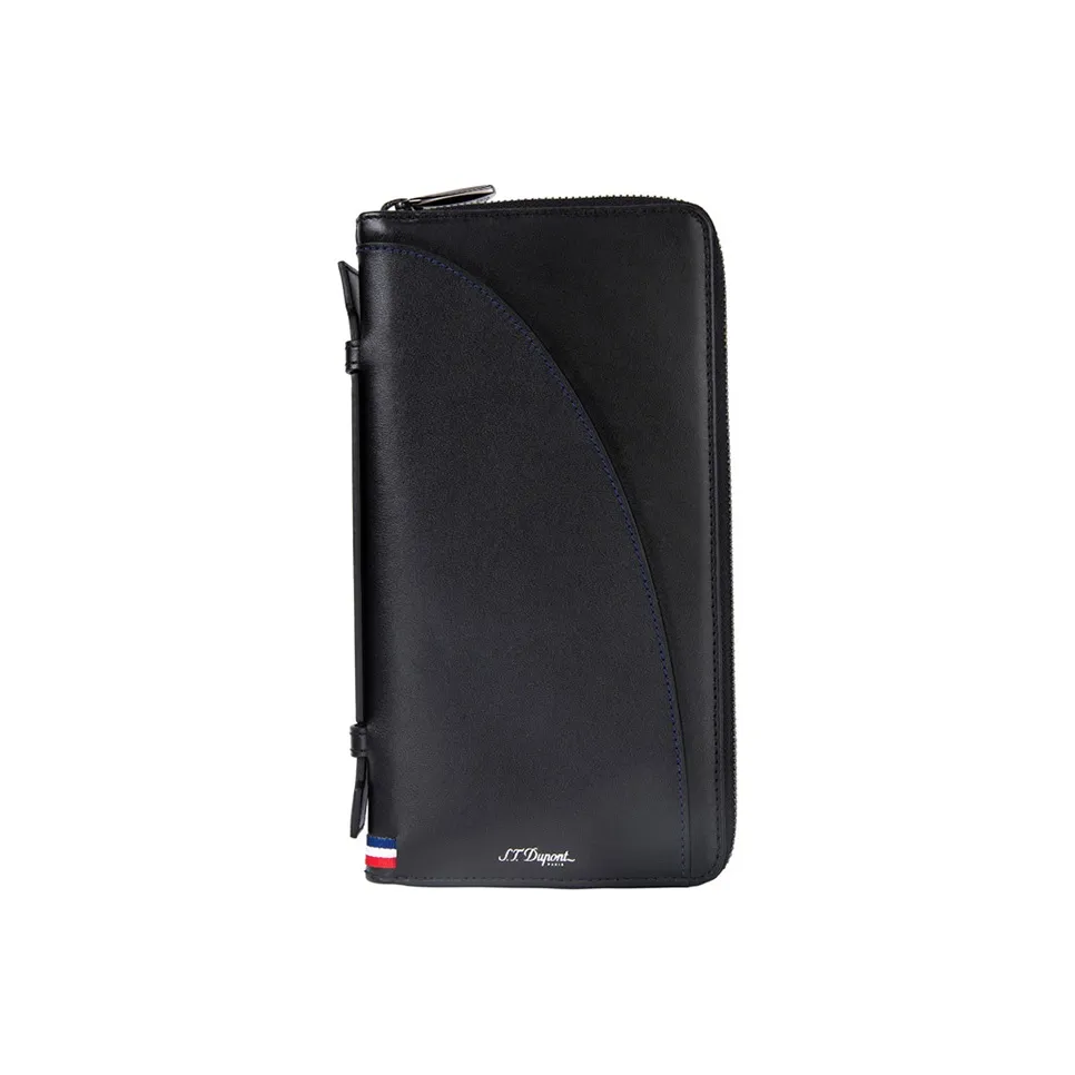 S. T.DUPONT Cow Leather Clutch Small Size Unisex Black