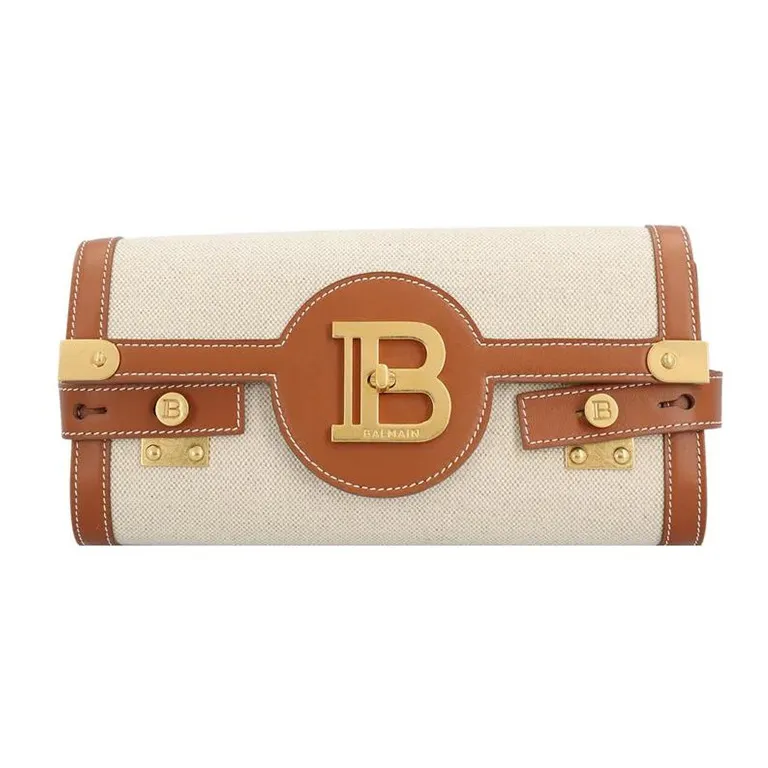 BALMAIN B BUZZ Cotton With Linen Crossbody Bag, Shoulder Bag Women's Beige