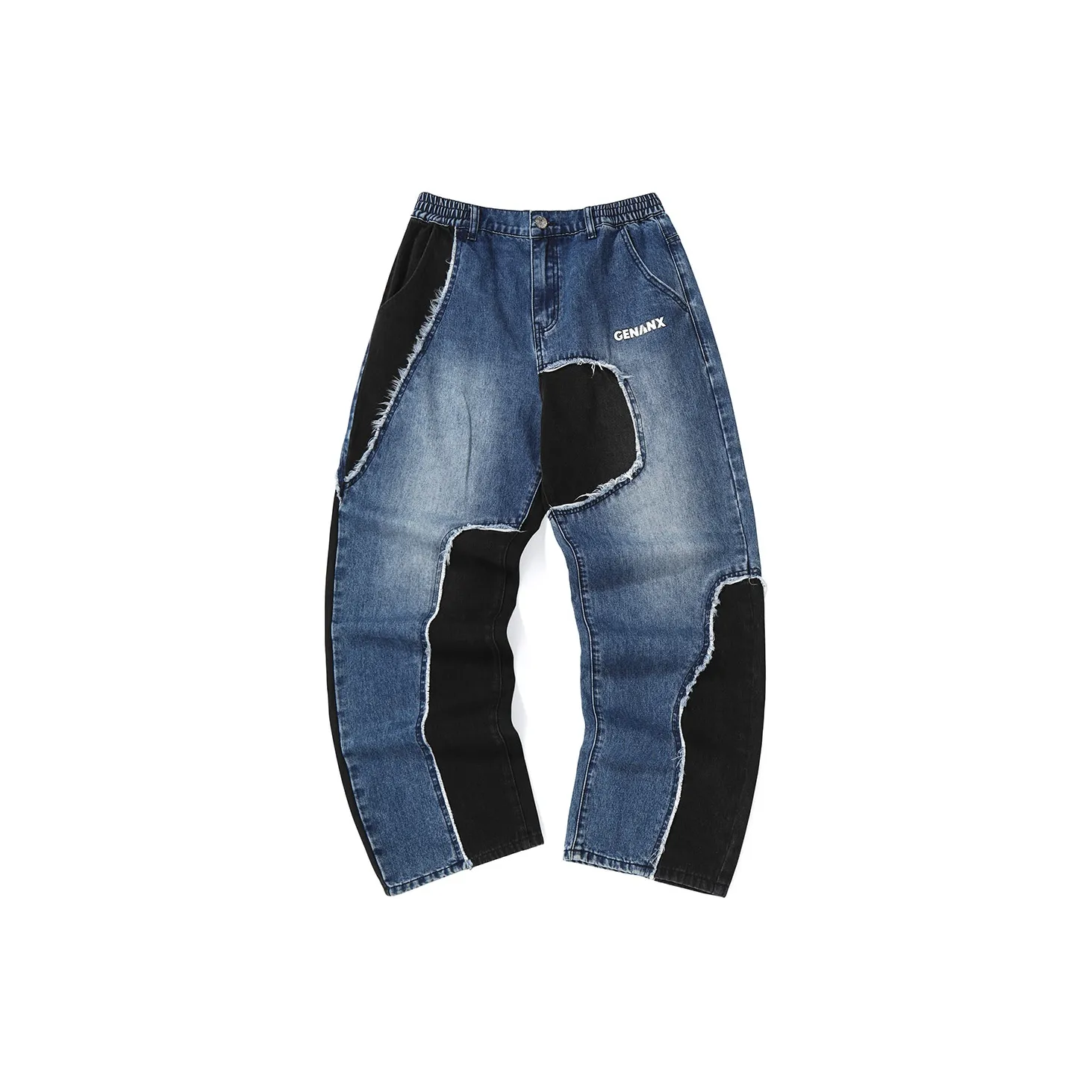 GENANX Jeans Unisex Black Blue