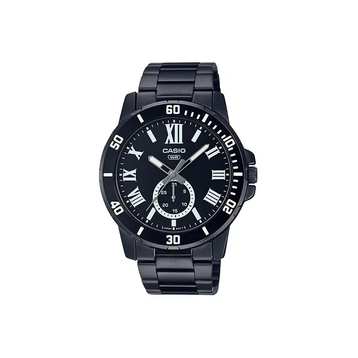 CASIO Кварцевый механизм нержавеющая сталь ремешок мужские часы черный циферблат MTP VD200B 1B