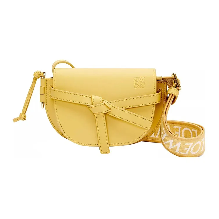 LOEWE Gate Soft Cow Leather Shoulder Bag, Crossbody Bag Mini Women's Peach Talisman Yellow