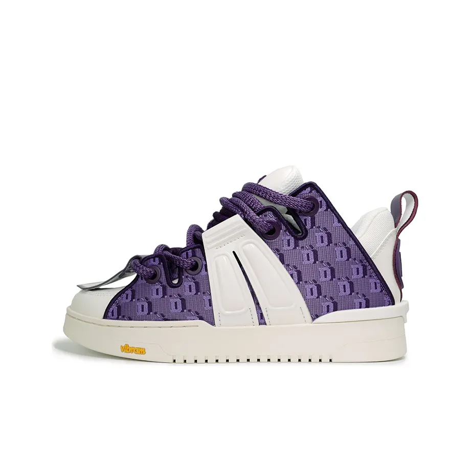 D.DESIRABLE x Palladium Fashi Collection Embroidery Cotton Puff Sneakers MID Skateboard Shoes Women's Purple White