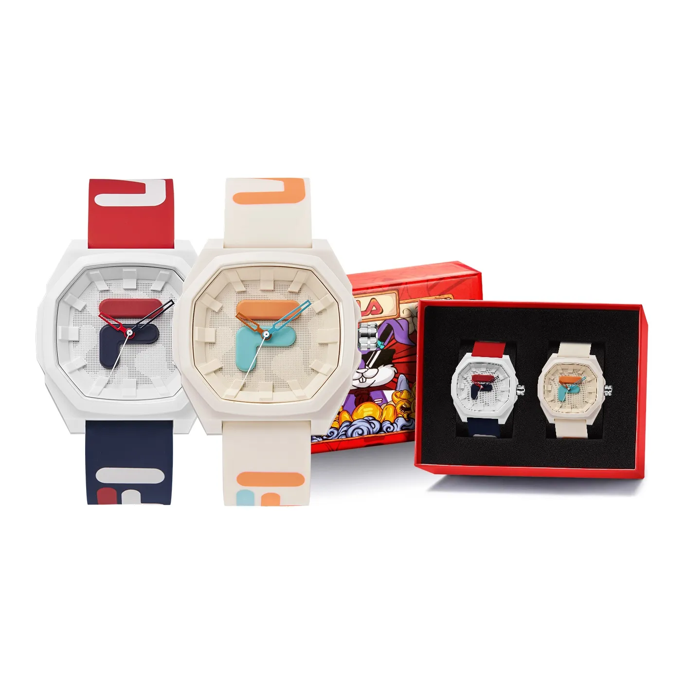 FILA 6105 Collection Наручные часы Кварцевый механизм Силиконовый ремешок 44 мм Бежевый циферблат Унисекс