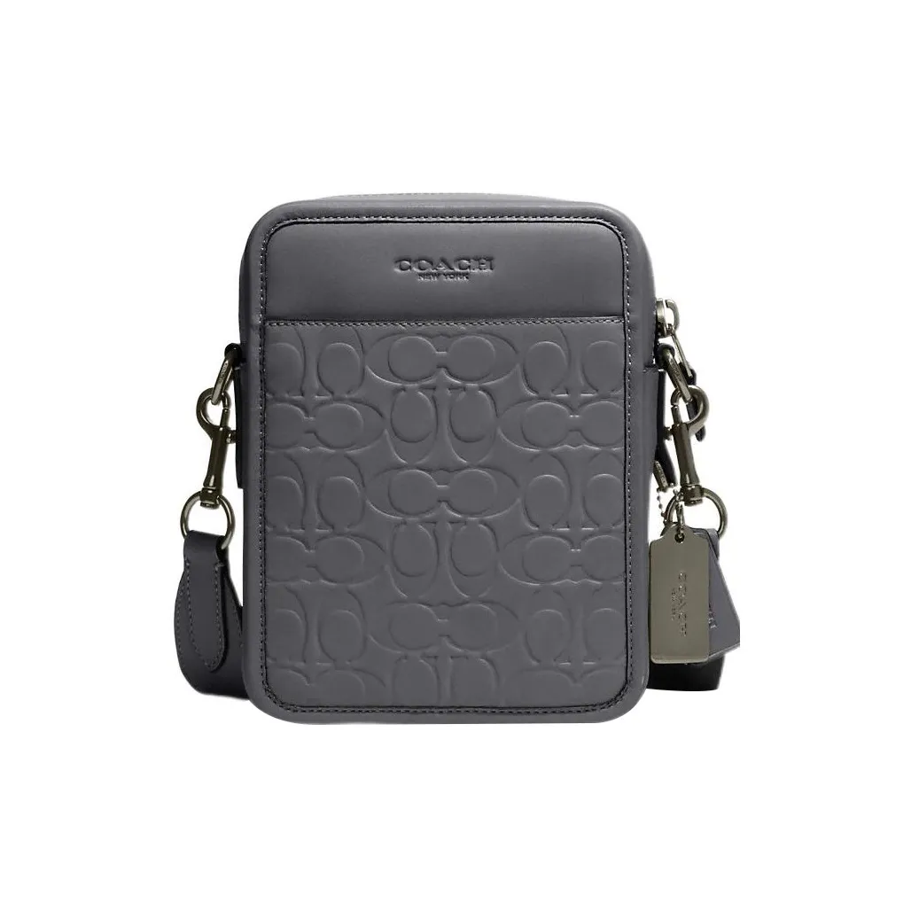 COACH Sullivan Cow Leather Camera Bag, Shoulder Bag, Crossbody Bag Trumpets Men's Gray