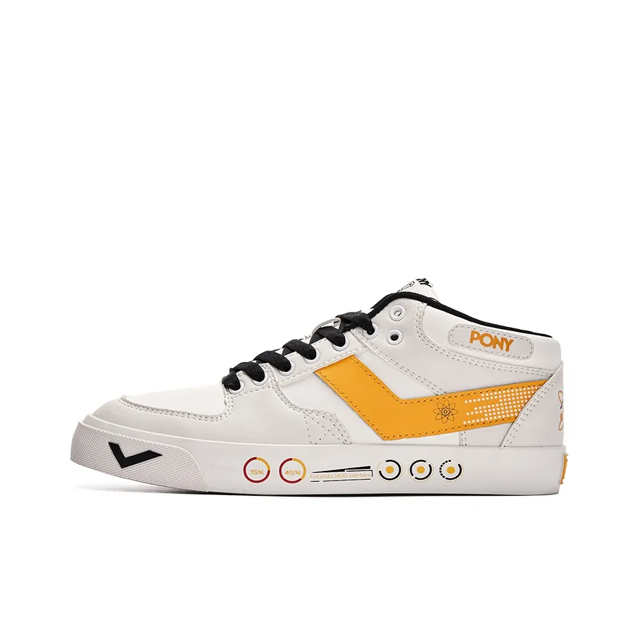 PONY Atop Slip-resistant Abrasion-resistant Low-top Skateboard Shoes Unisex Beige Gray ПОНИ Atop Противоскользящие Устойчивые к истиранию Низкие Кеды для Скейтбординга Унисекс Бежевый Серый