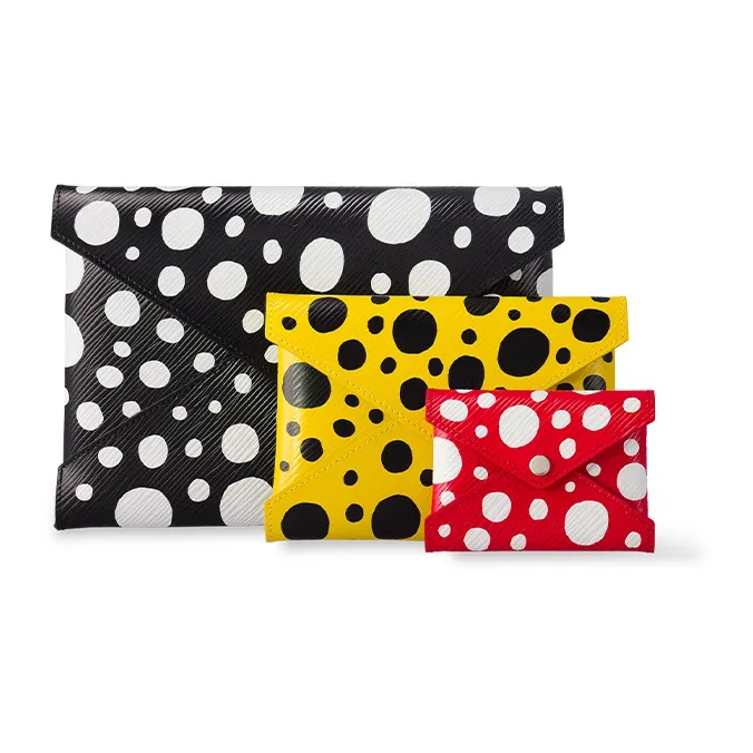 LOUIS VUITTON Yayoi Kusama Collaboration Cow Leather 3 in 1 Clutch Regular Women's Black/Yellow/Red/White