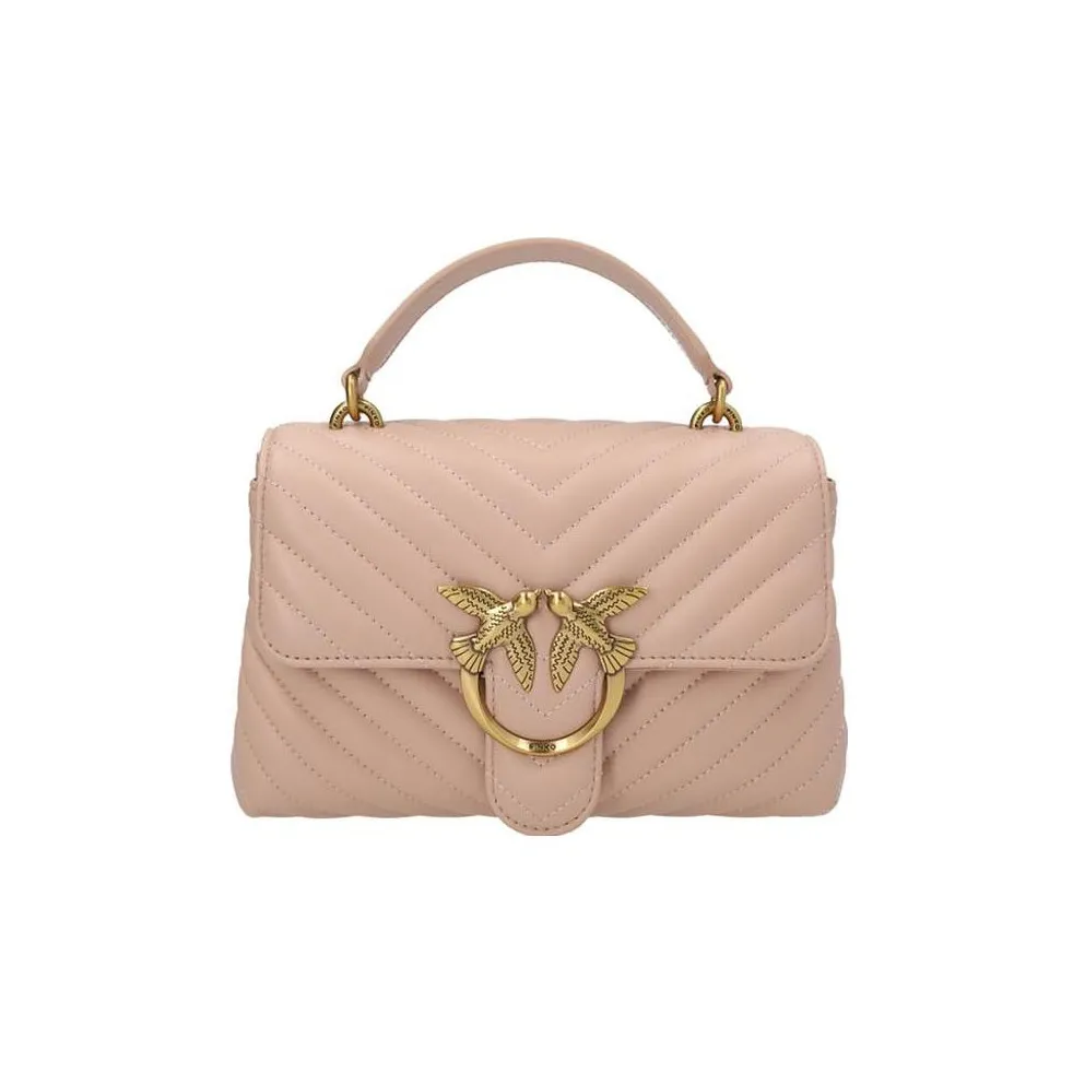 PINKO Puff Leather Handbag, Shoulder Bag, Crossbody Bag Women's Pink
