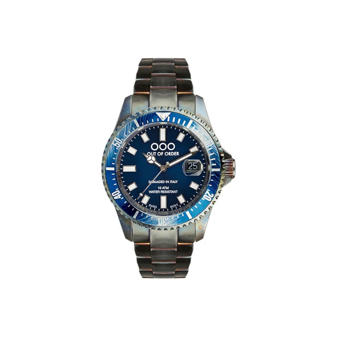 OUT OF ORDER Deep Dive Collection Мужские часы Кварцевый механизм Ремешок из нержавеющей стали Синий циферблат