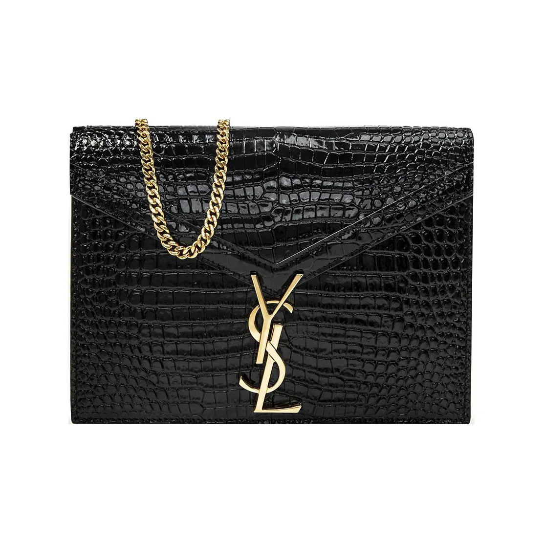 SAINT LAURENT CASSANDRA Shiny Cow Leather Portable Crossbody Bag, Shoulder Bag Women's Black