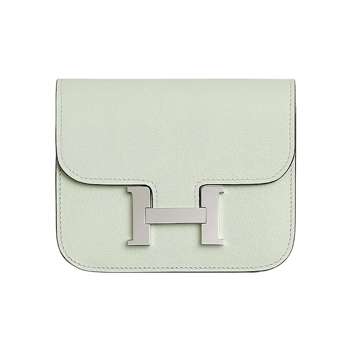 HERMES Constance Slim Evercolor Calfskin Clutch Fanny Pack Wallet Women
s 0S Vert Fizz Bubble Green