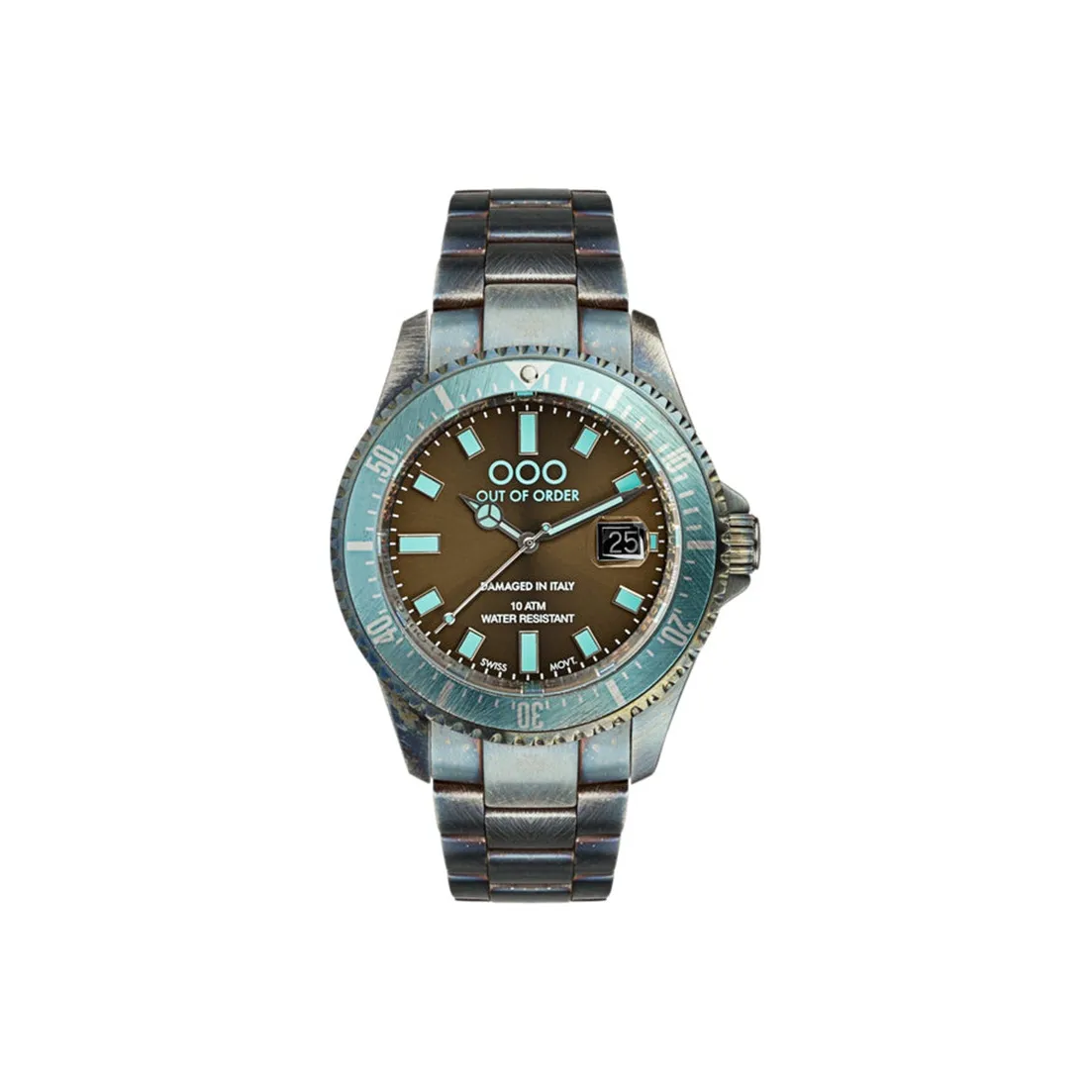 OUT OF ORDER Кварцевый механизм Мужские часы 44 мм Кофейный