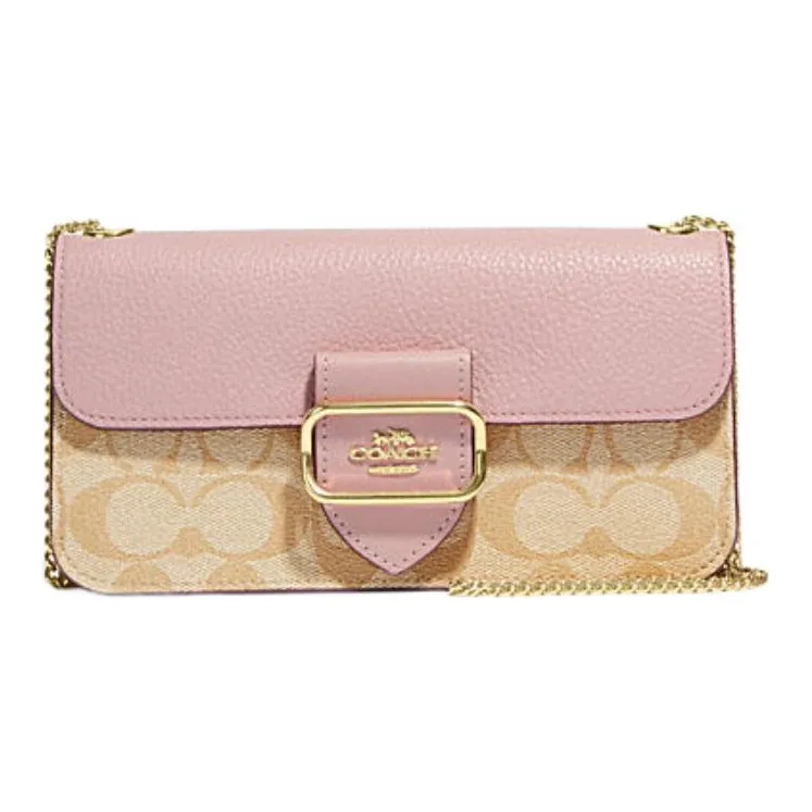 COACH Morgan Искусственная кожа Маленькая квадратная сумка через плечо Маленькая женская Хаки и Розовый