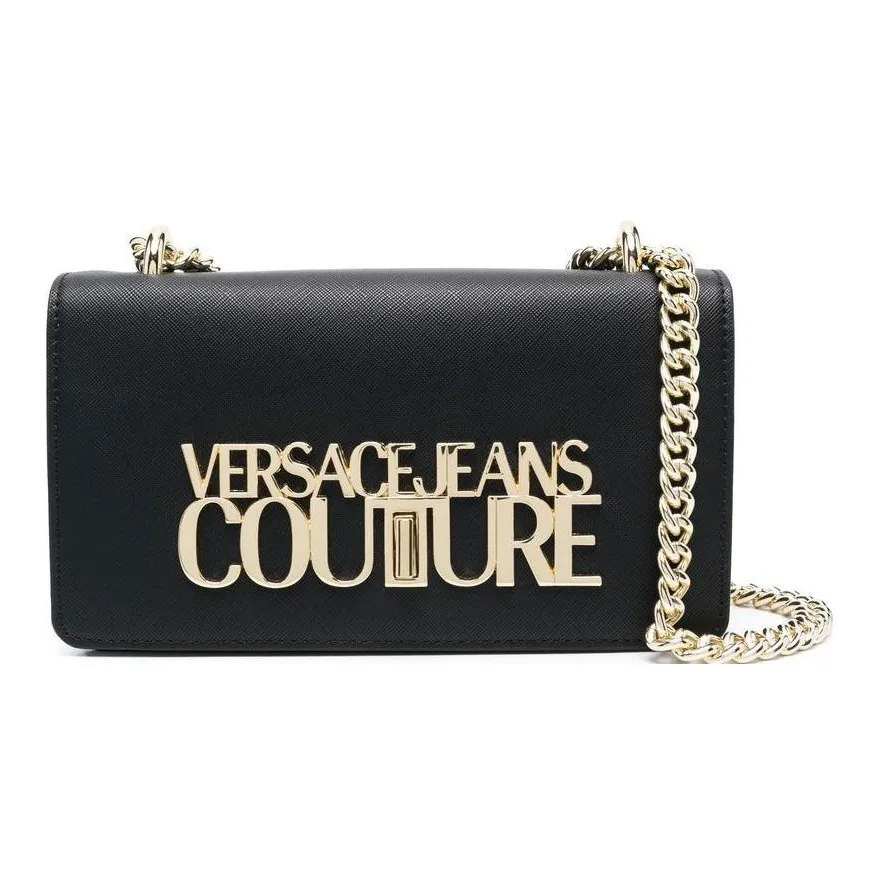 VERSACE JEANS COUTURE Polyester With Polyurethane Handbag, Shoulder Bag, Crossbody Bag Womens White Polyurethane Shoulder Bag, Crossbody Bag Regular Women's Black