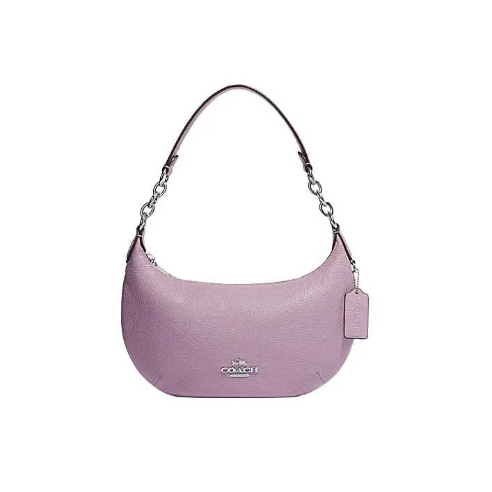 COACH Cow Leather Crescent Bag, Shoulder Bag, Handbag, Shoulder Bag Women's Ice Purple