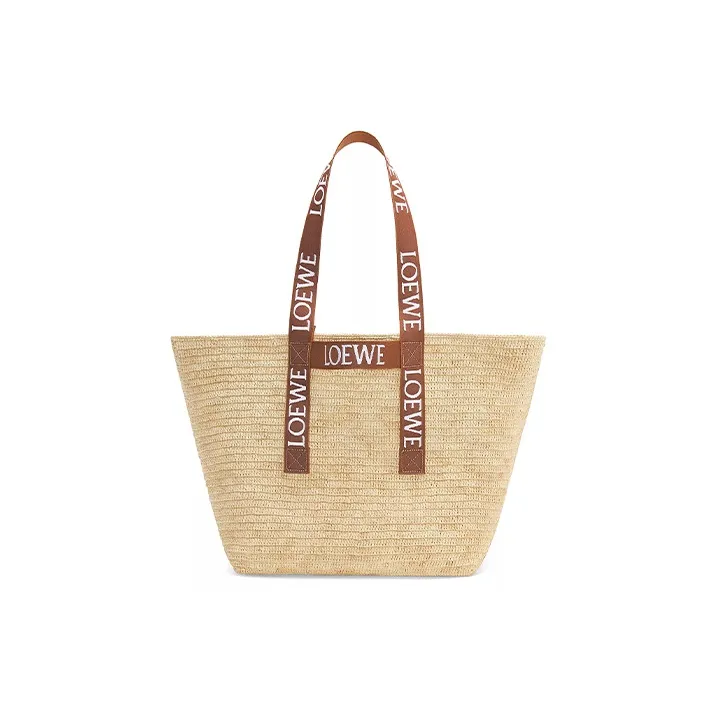 LOEWE Fold Shopper In Raffia Natural/Tan