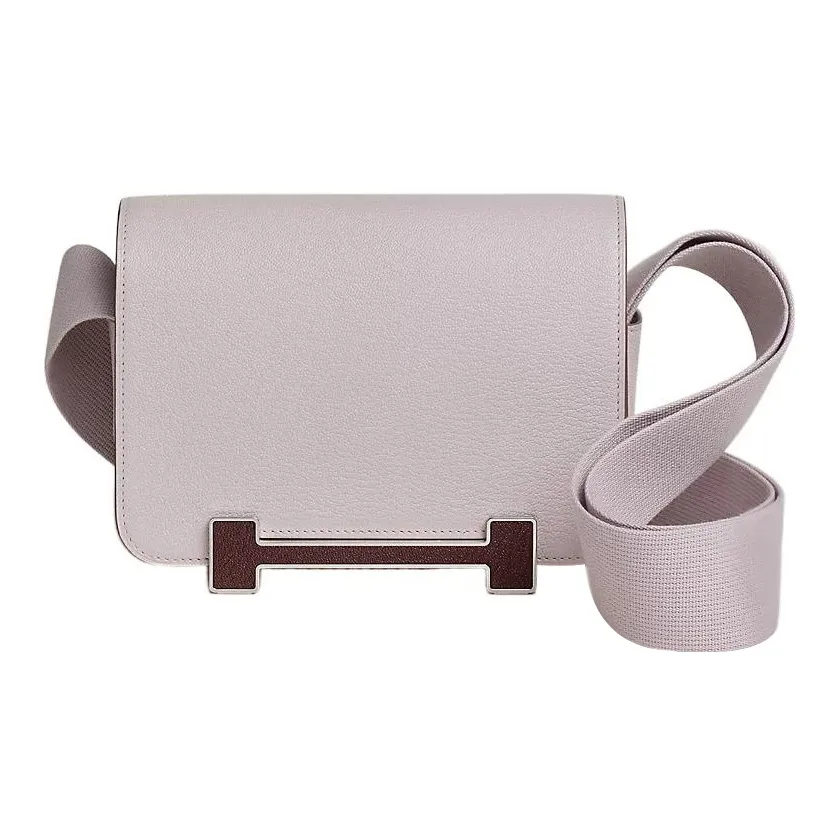 HERMES Geta Mysore Goat Skin Wooden Sandal Bag, Crossbody Bag, Shoulder Bag Women's Light Purple/Saddle Red