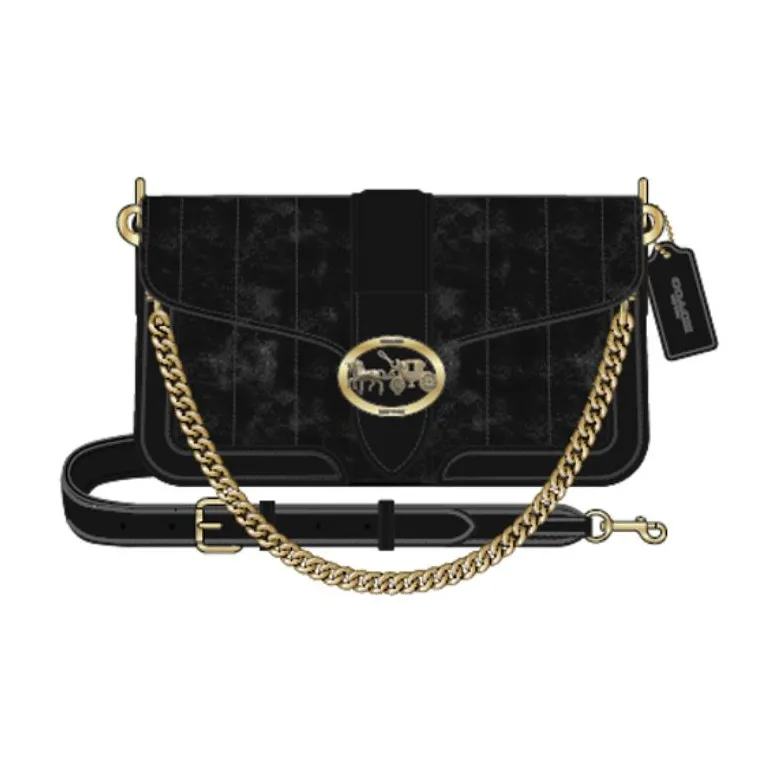 COACH Georgie Коровья кожа Сумка через плечо Мини Женская Черная