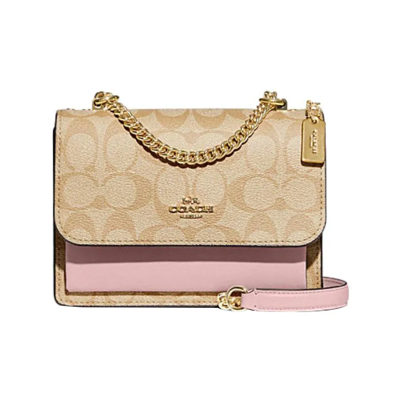 COACH Klare Cow Leather Shoulder Bag, Crossbody Bag Trumpets Women's Khaki & Pink