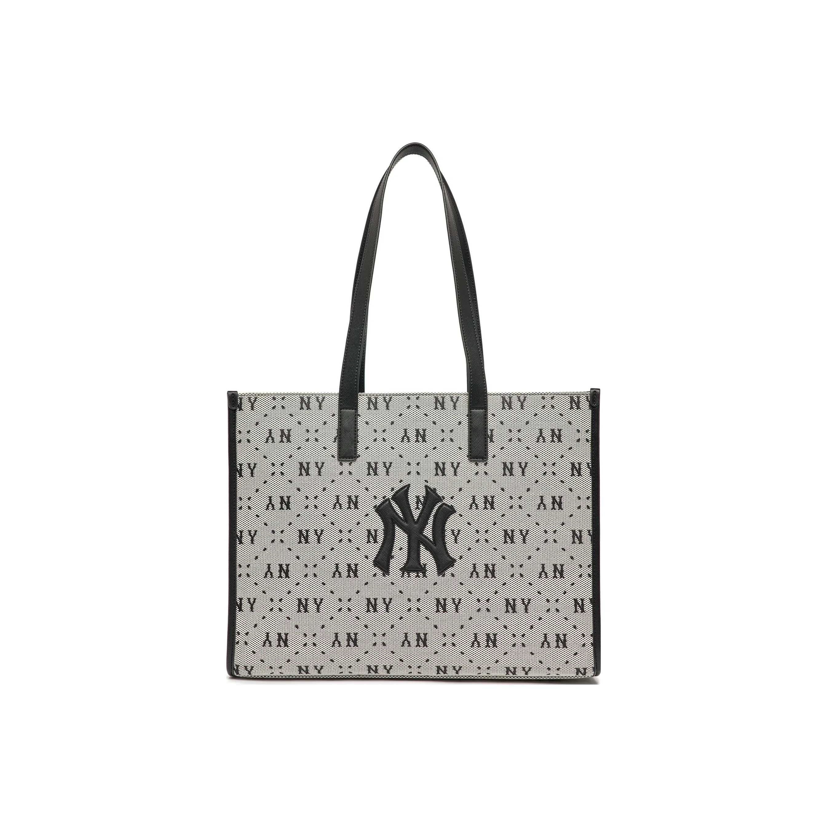 MLB Monogram Collection Cotton Tote Bag Shopping Bag Handbag Shoulder Bag Women's Black