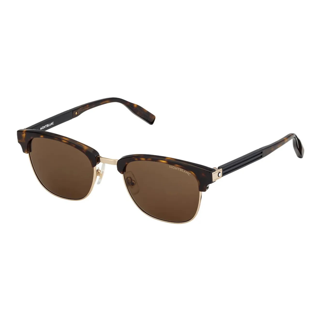 MONTBLANC Plate And Metal Browline Sunglasses Men's Brown